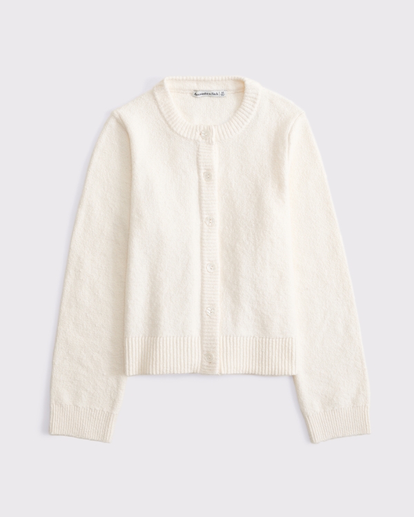 Textural Crew Cardigan, Cream view 1