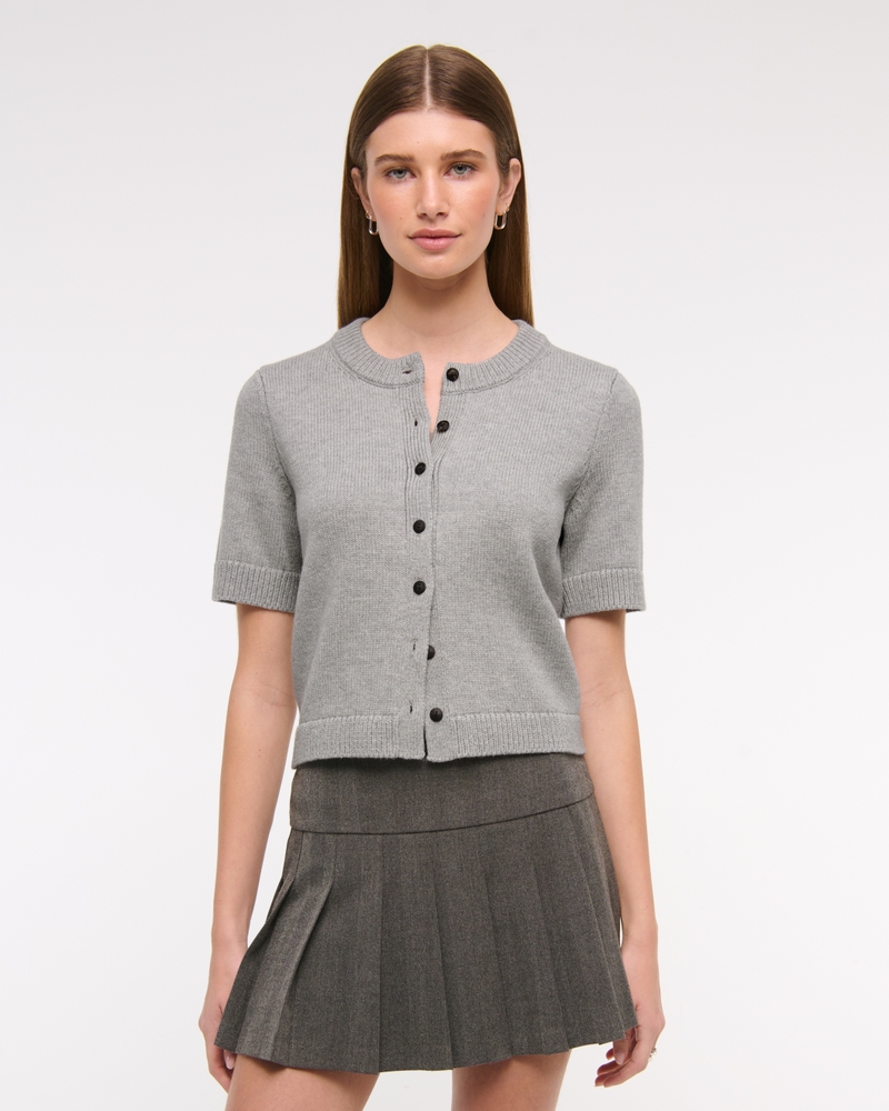 Short-Sleeve Crew Cardigan