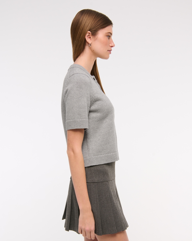 Short-Sleeve Crew Cardigan