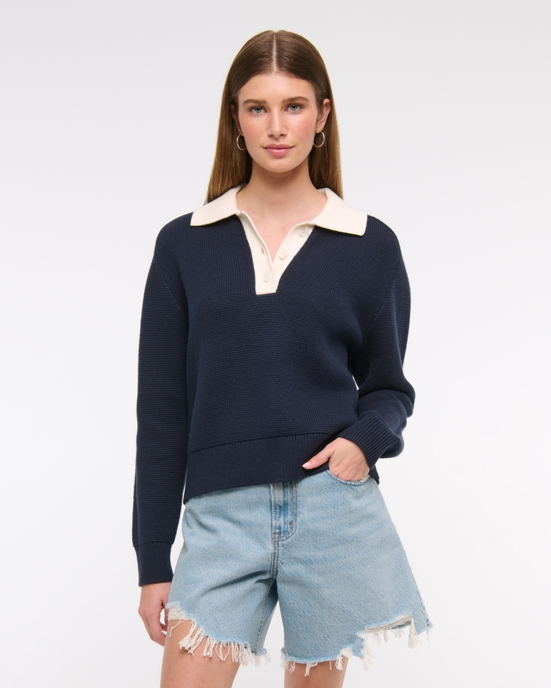 Easy Long-Sleeve Sweater Polo