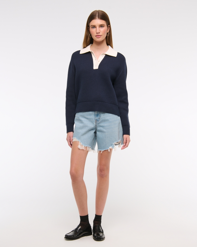 Easy Long-Sleeve Sweater Polo