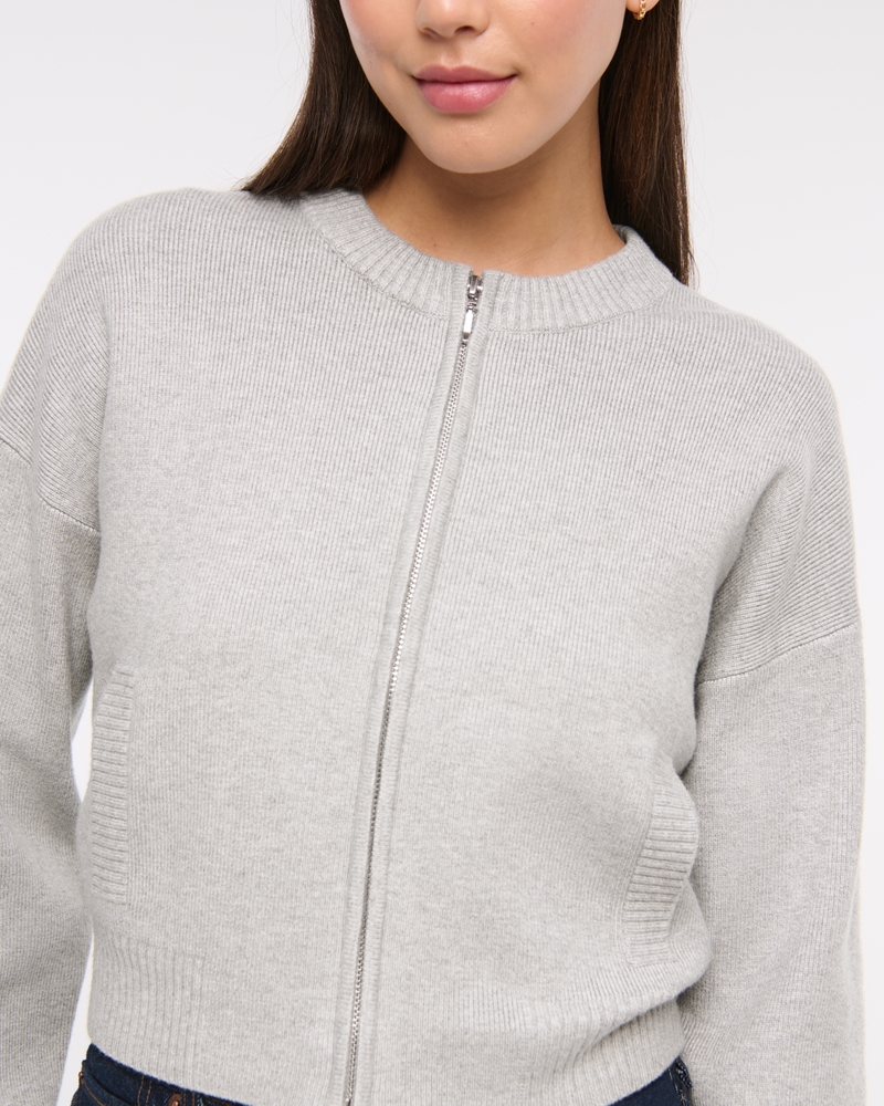 LuxeLoft Zip-Up Crew Cardigan