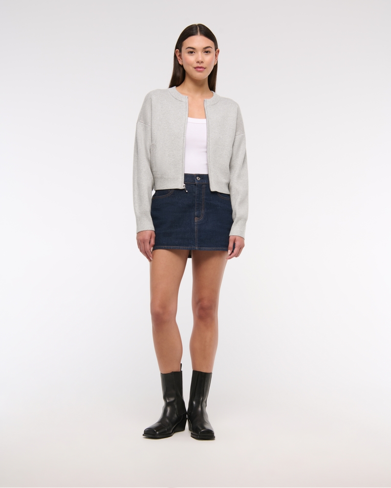LuxeLoft Zip-Up Crew Cardigan