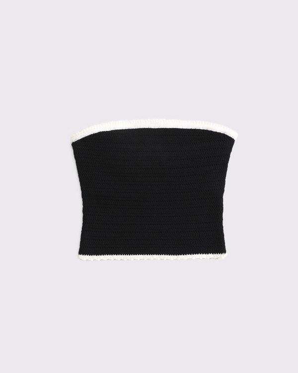 Crochet-Style Tube Top, Black view 1