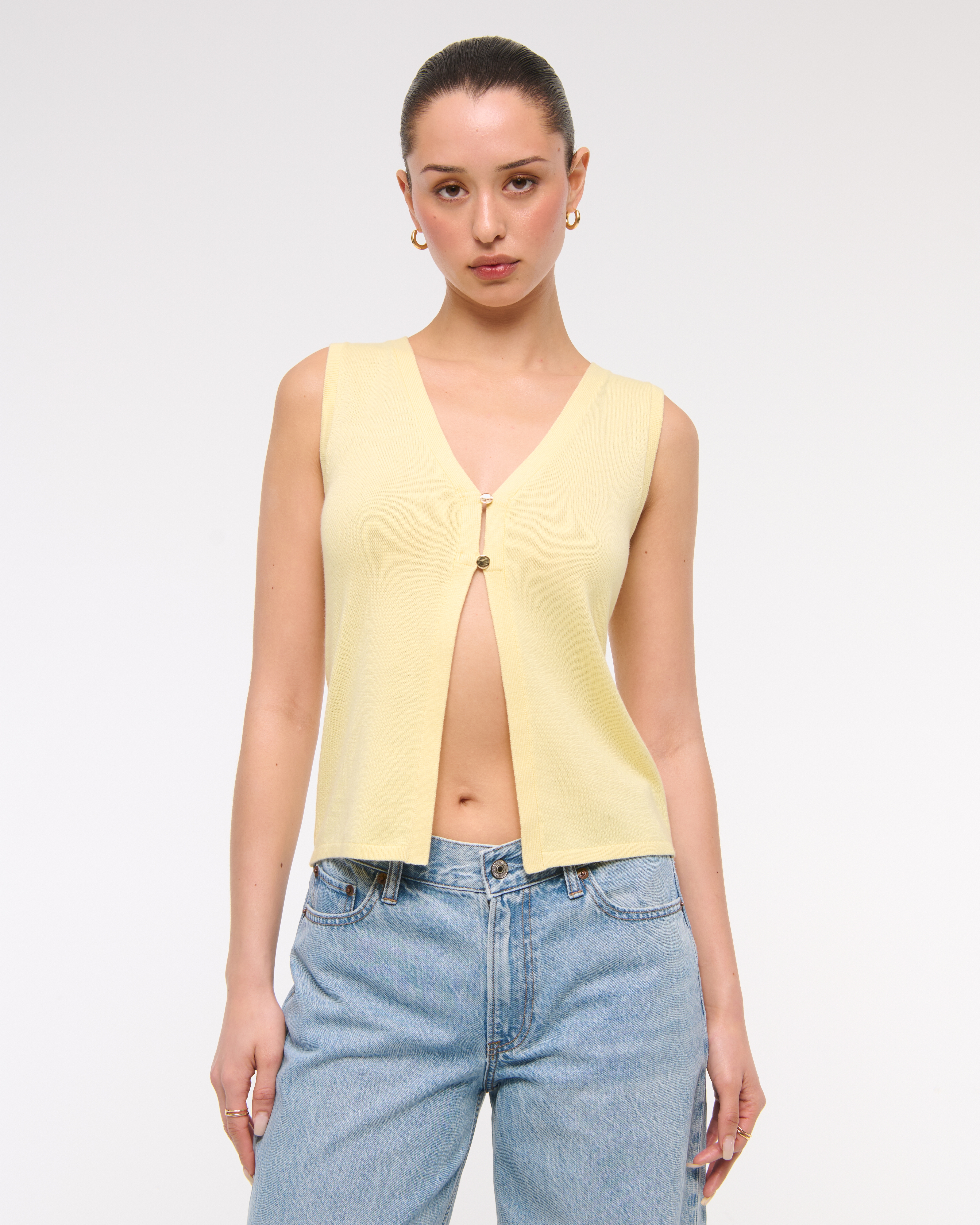 Abercrombie & Fitch V-neck Cutaway Sweater Vest In Yellow