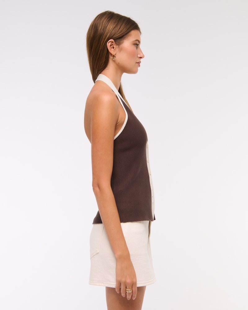 Ribbed Halter Sweater Vest