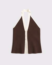 Ribbed Halter Sweater Vest