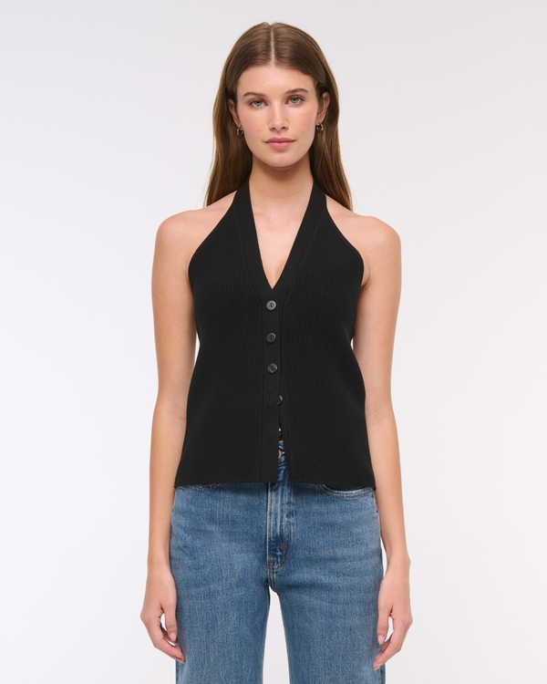 Ribbed Halter Sweater Vest