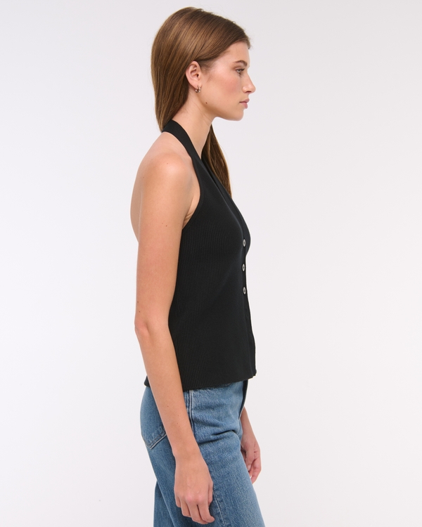 Ribbed Halter Sweater Vest