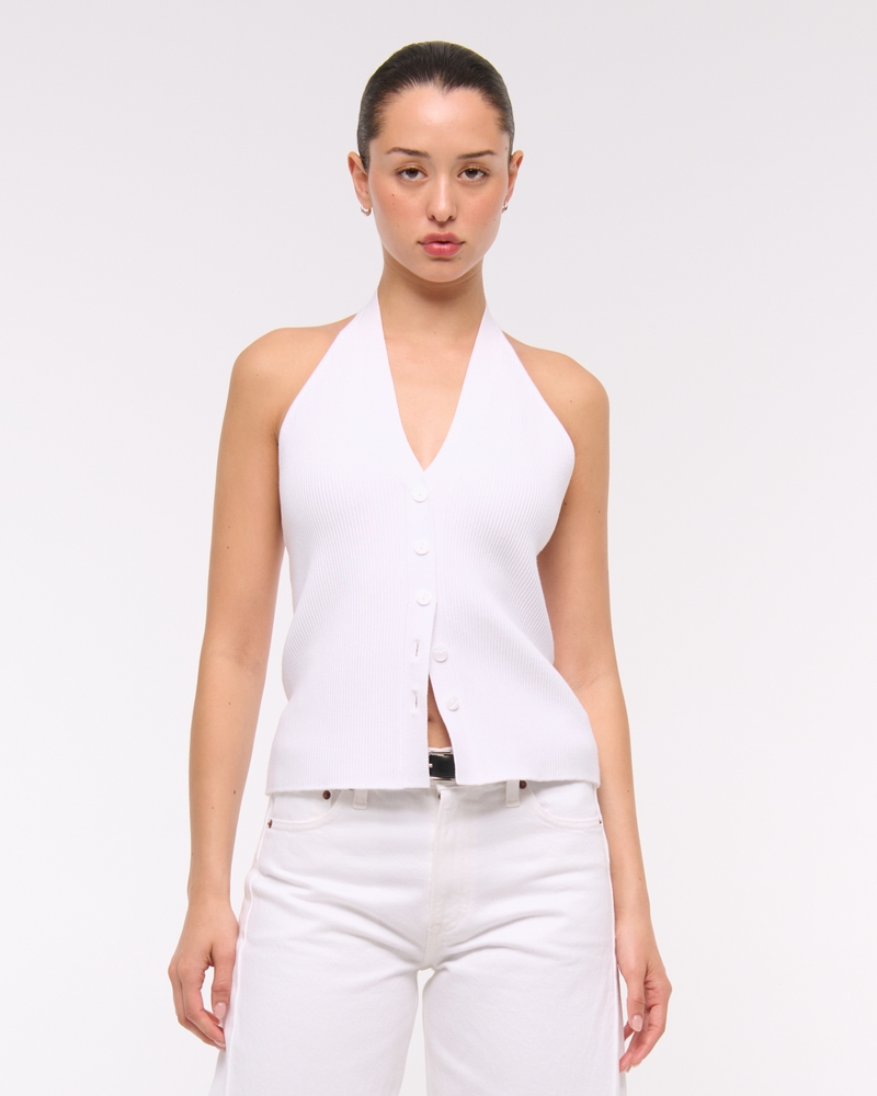 Ribbed Halter Sweater Vest