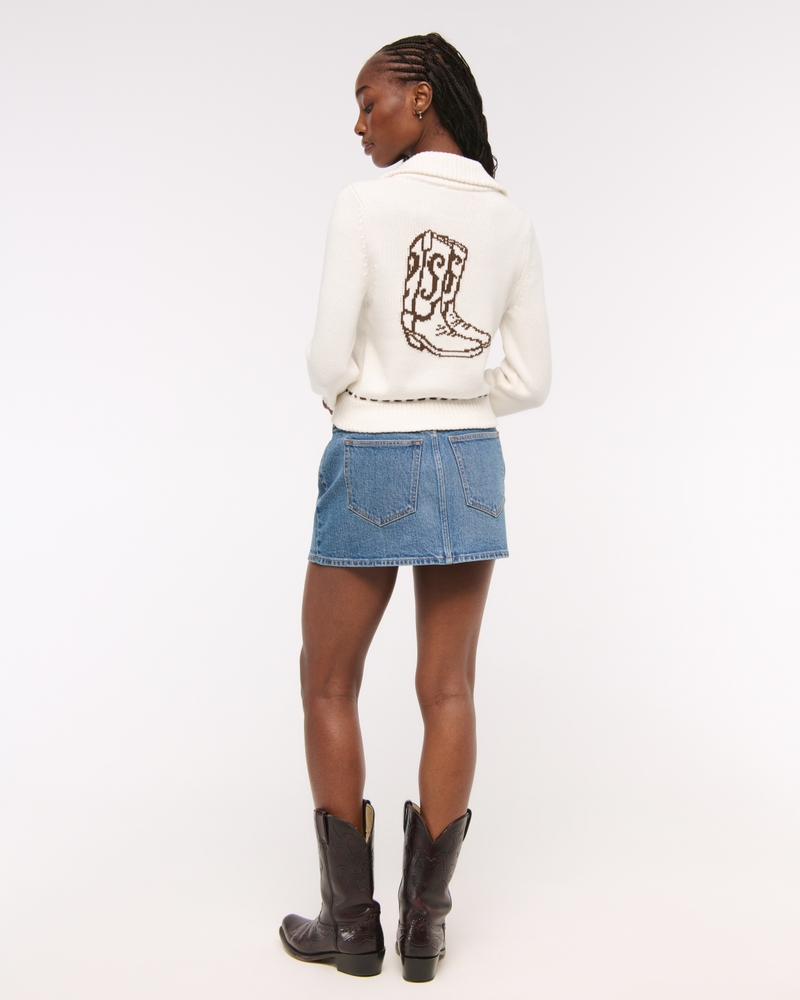 Women's Double Zipper Western Cardigan | Women's Tops