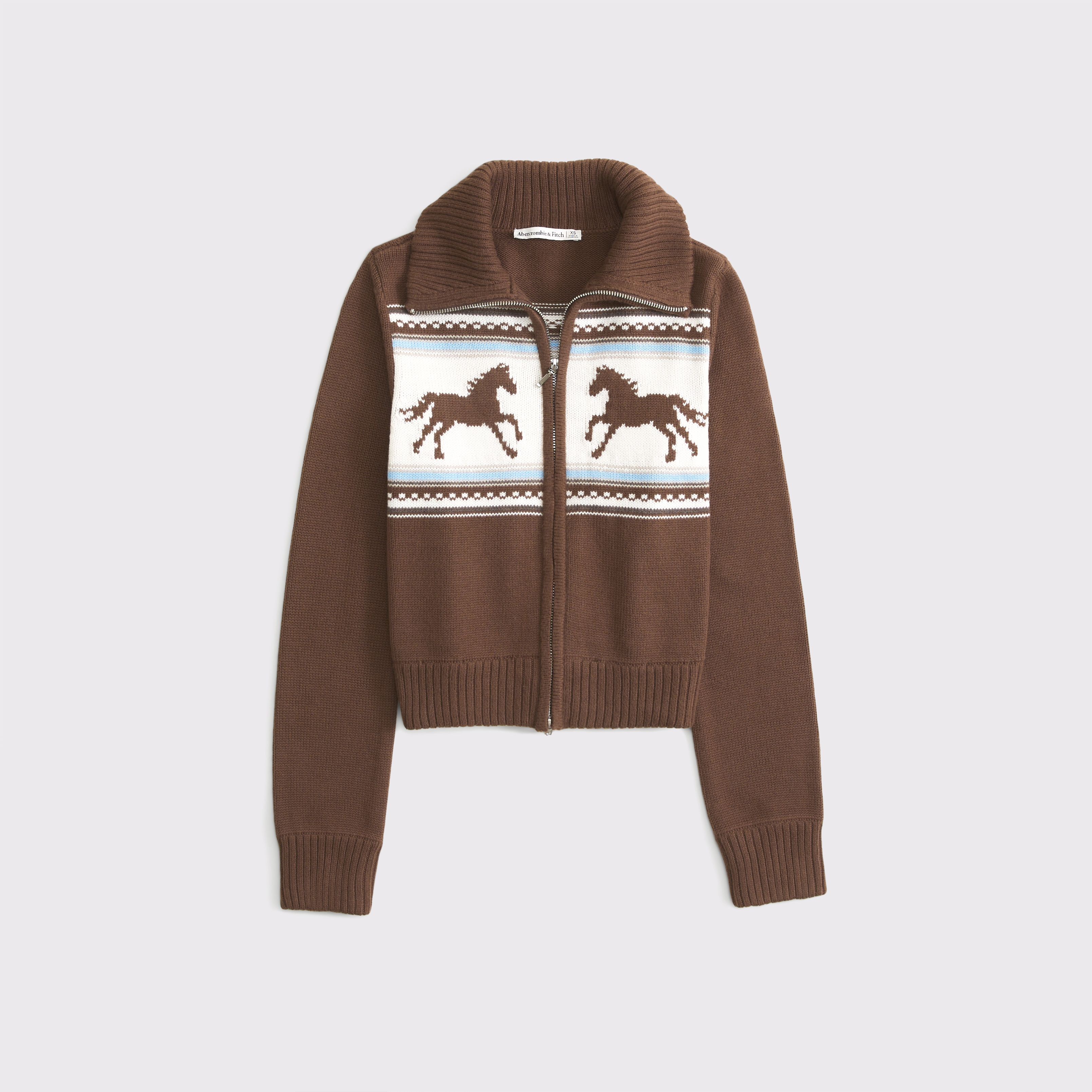 Abercrombie & Fitch Double Zipper Western Cardigan In Brown