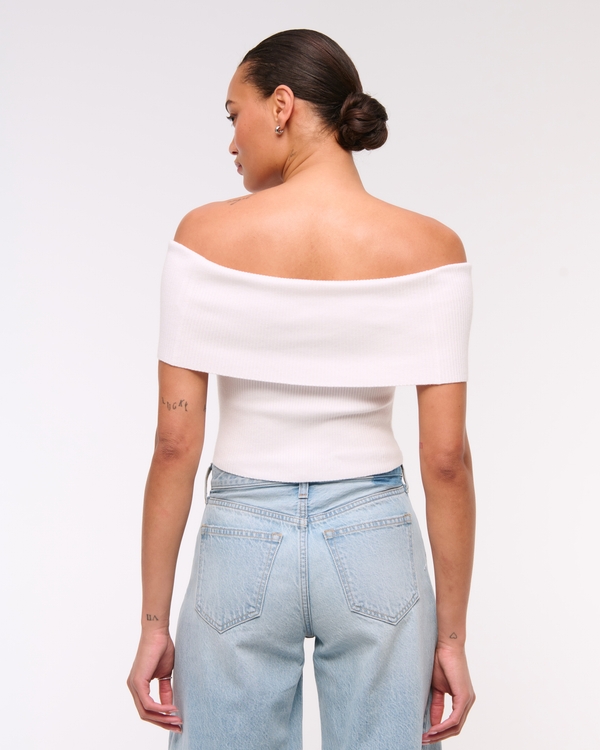 Foldover Off-The-Shoulder Sweater Top