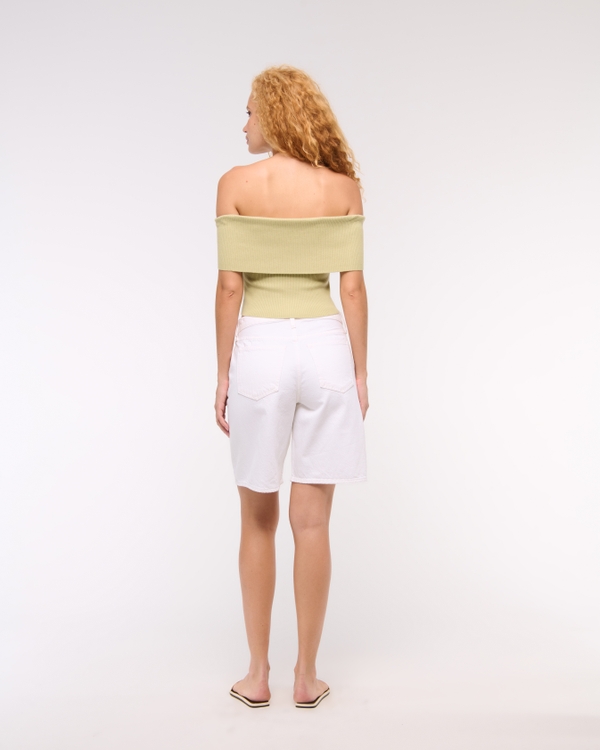 Foldover Off-The-Shoulder Sweater Top