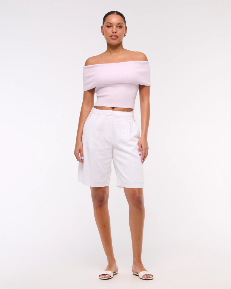 Foldover Off-The-Shoulder Sweater Top