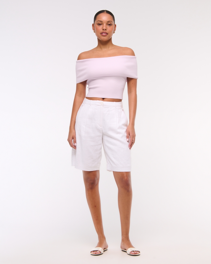 Foldover Off-The-Shoulder Sweater Top