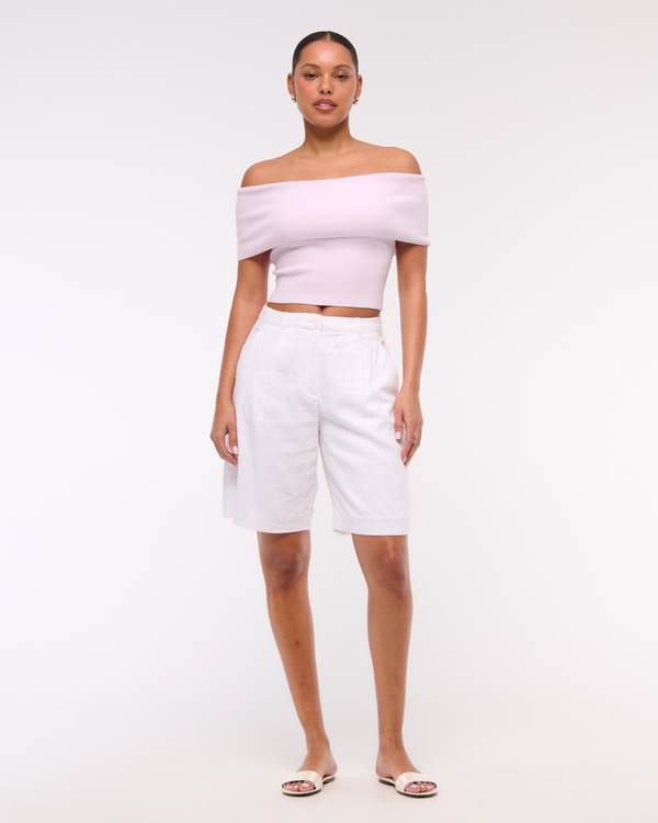 Foldover Off-The-Shoulder Sweater Top