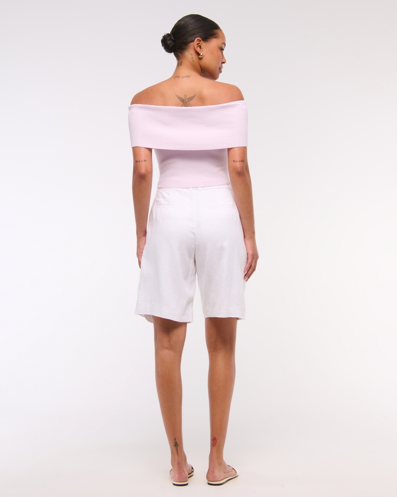 Foldover Off-The-Shoulder Sweater Top