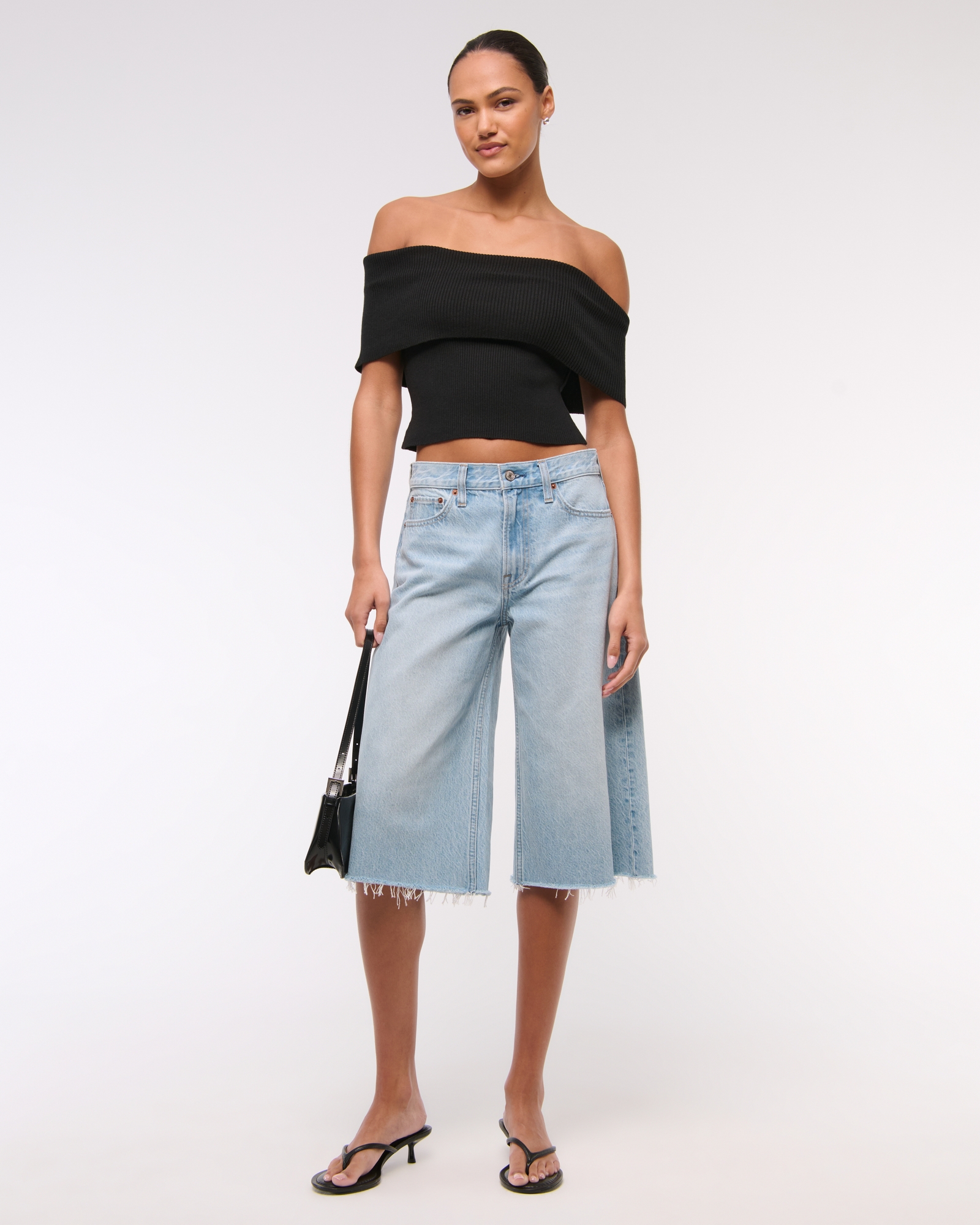 Foldover Off-The-Shoulder Sweater Top
