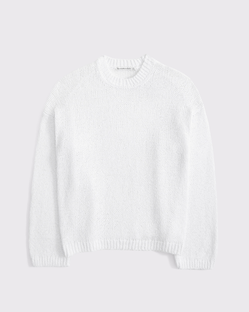 Women's Open-Stitch Textural Crew Sweater | Women's Clearance