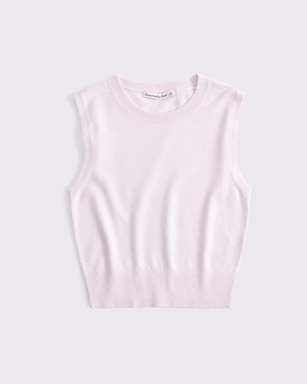 LuxeLoft Shrunken Sweater Shell Top, Light Pink view 1