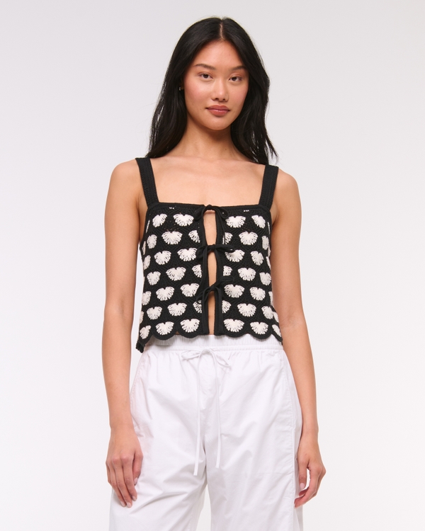 Crochet-Style Tie-Front Tank