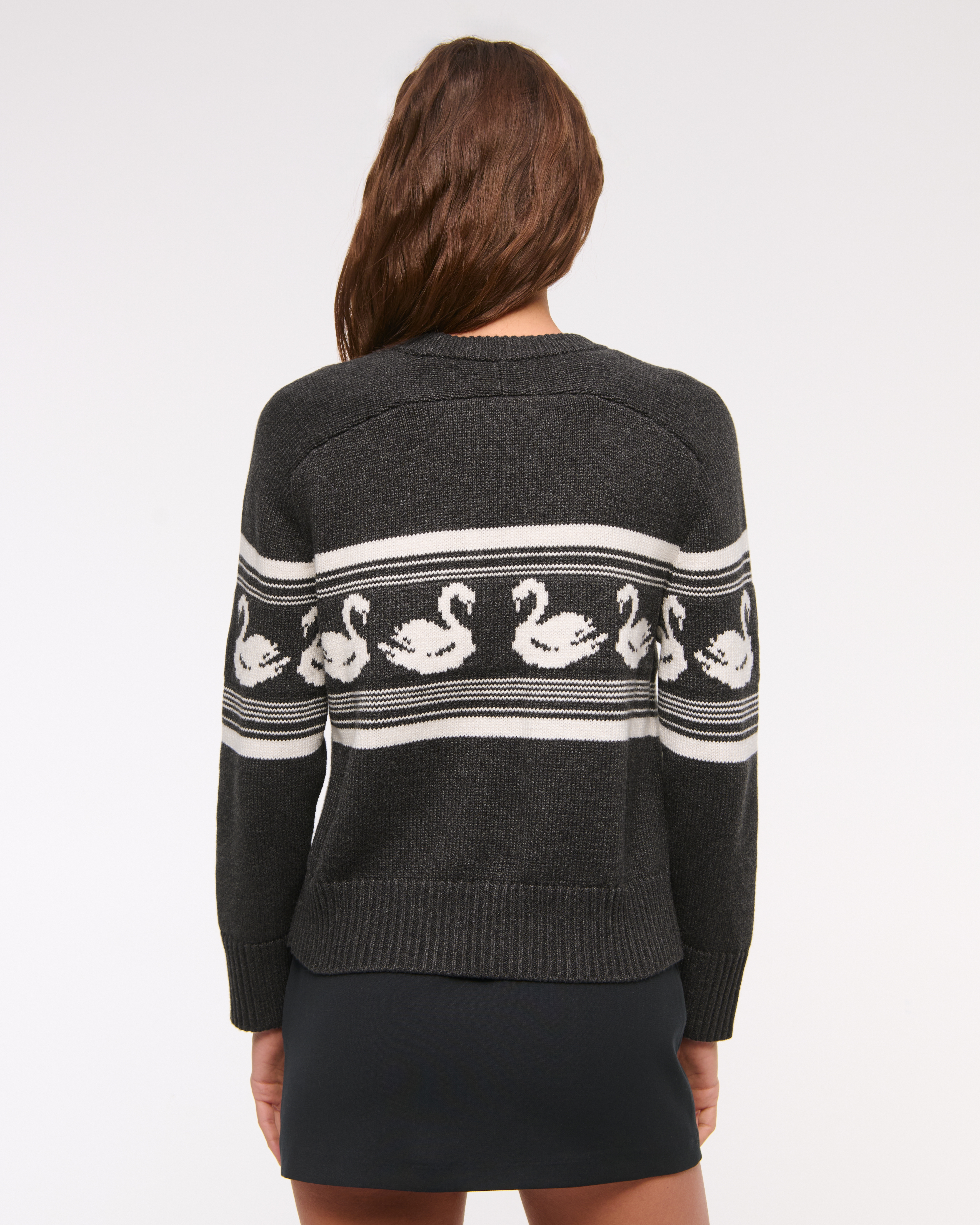 Abercrombie & Fitch The A&f Madeline Swan Crew Sweater In Gray