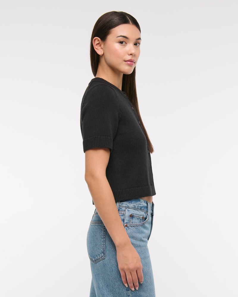 Short-Sleeve Crew Cardigan