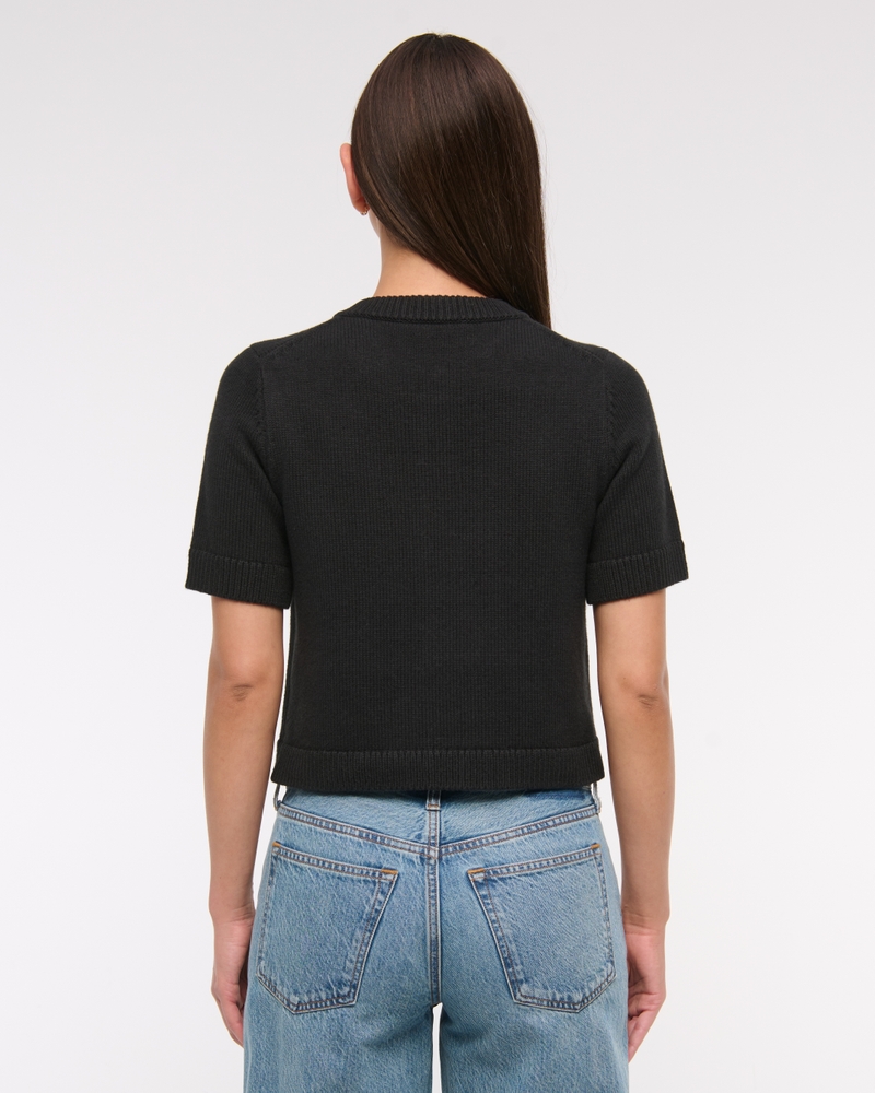 Short-Sleeve Crew Cardigan