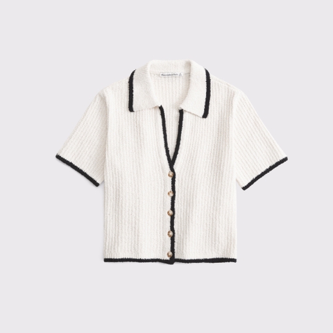 Женские брюки Abercrombie & Fitch Short-Sleeve Crochet-Style Polo