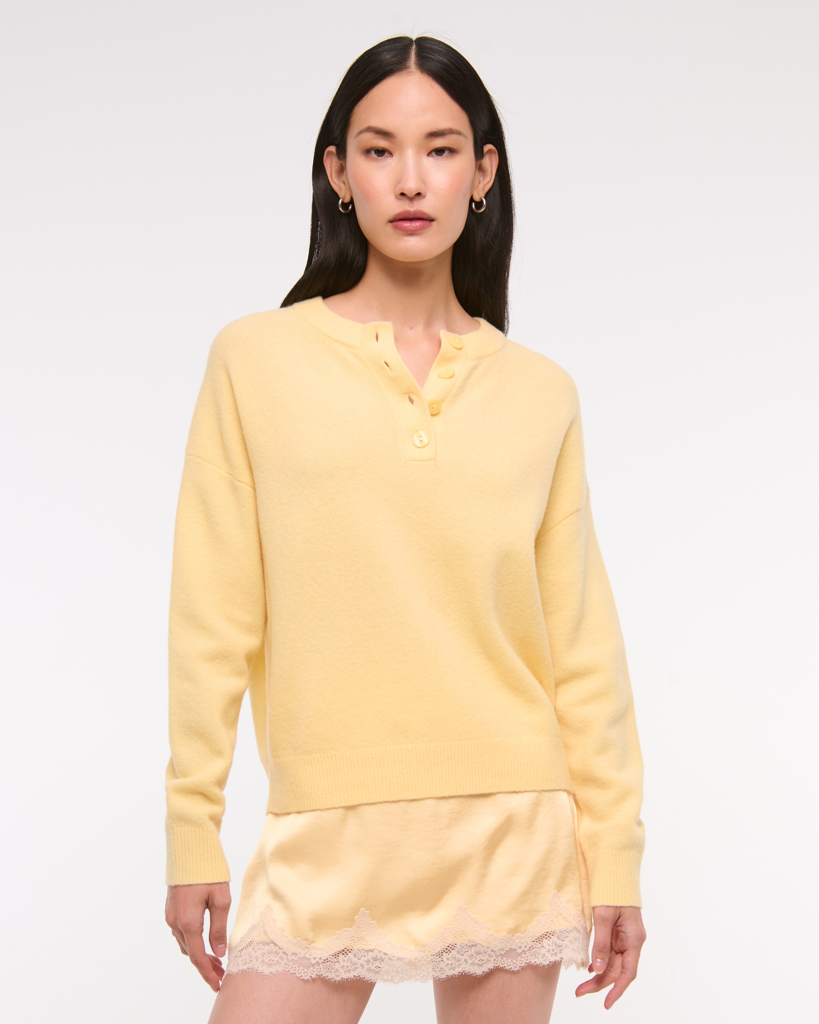 Merino Wool-Blend Henley Sweater