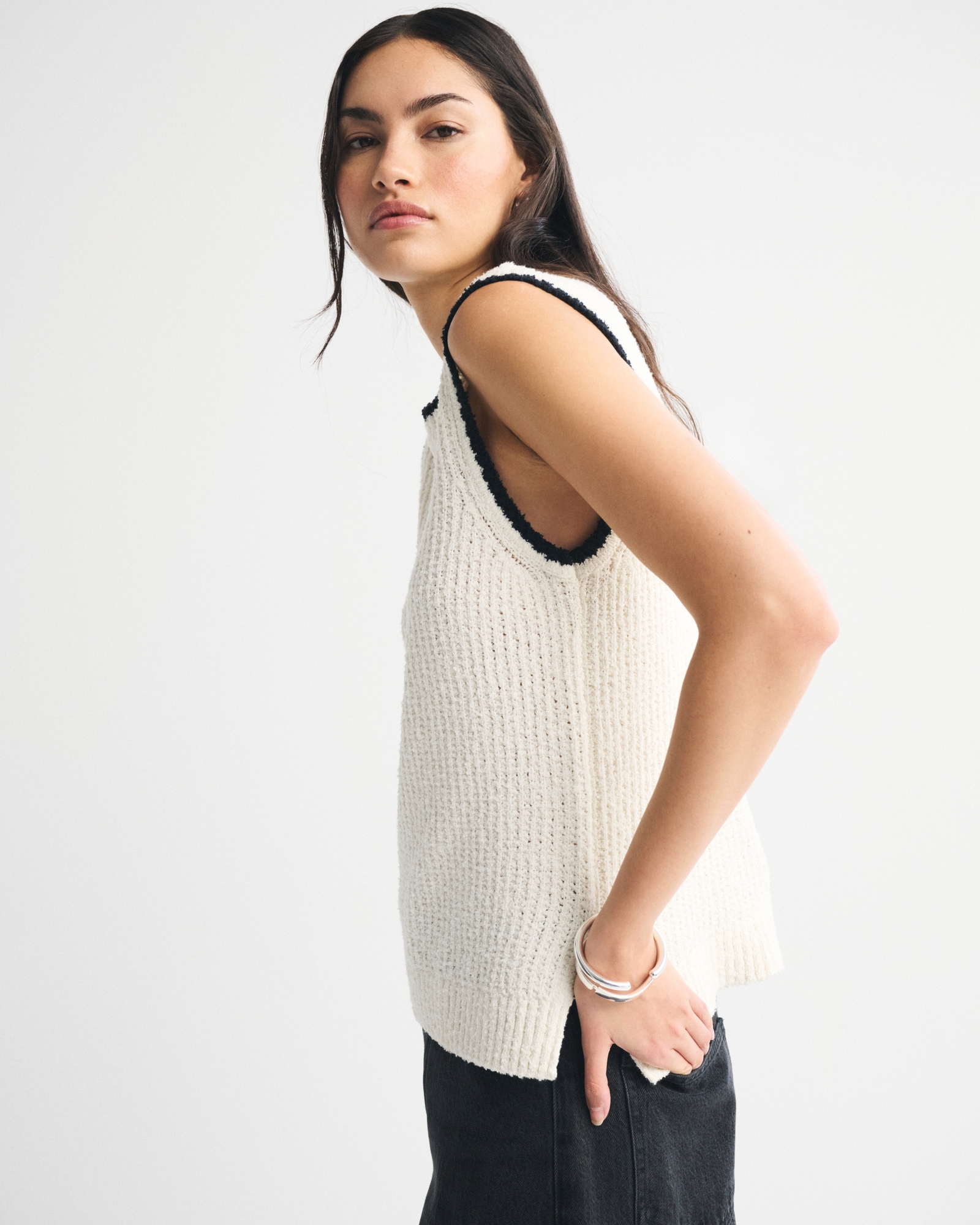 Textural Crew Sweater Shell Tank