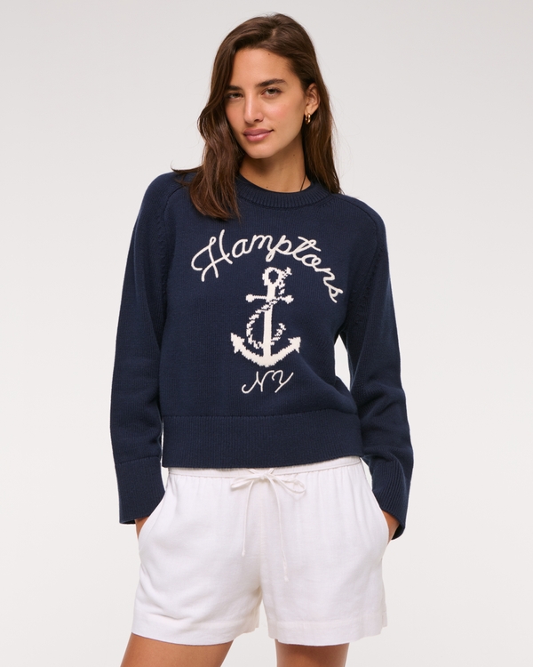 The A&F Madeline Hamptons Crew Sweater, Navy view 2