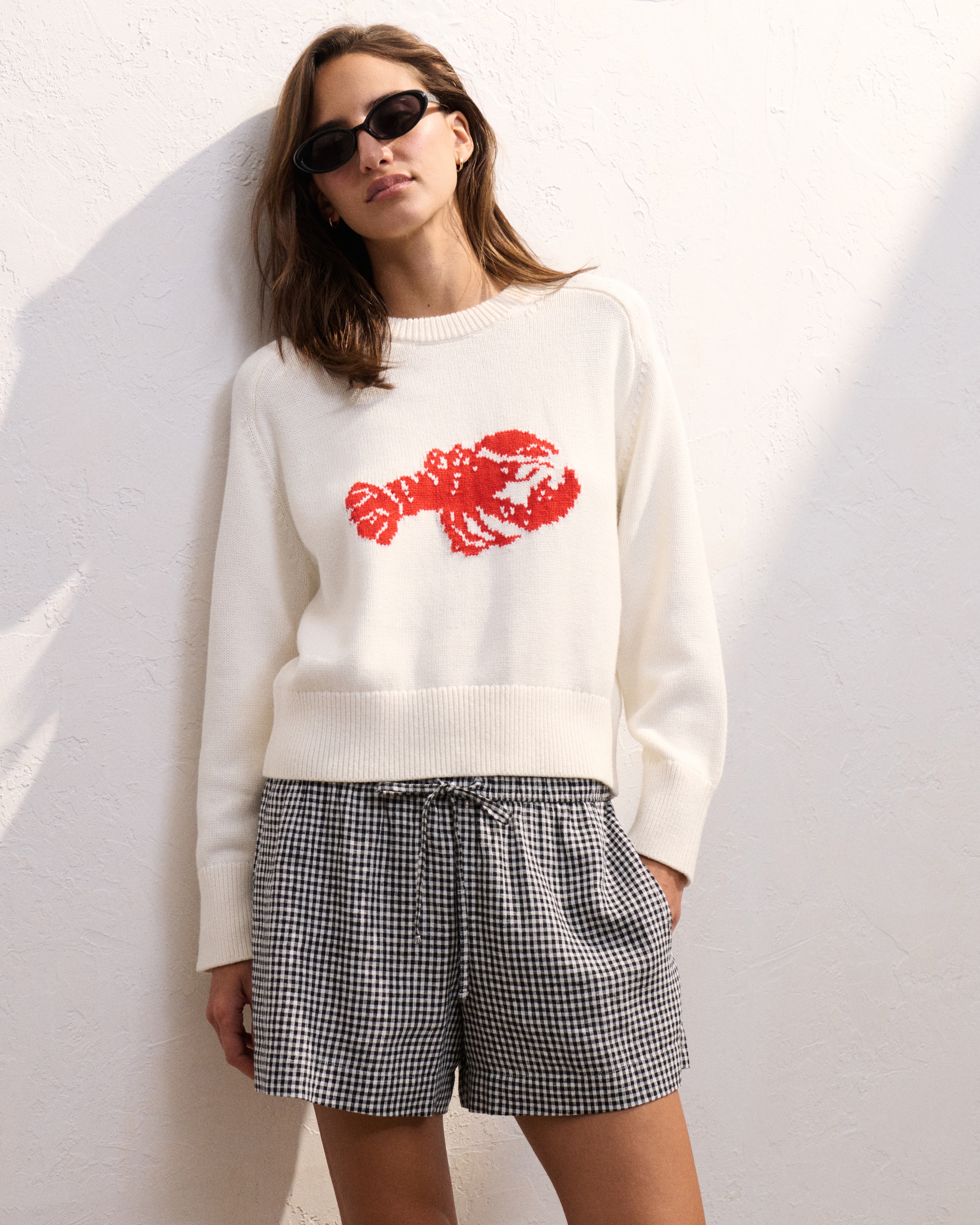 Abercrombie & Fitch The A&f Madeline Lobster Crew Sweater In White