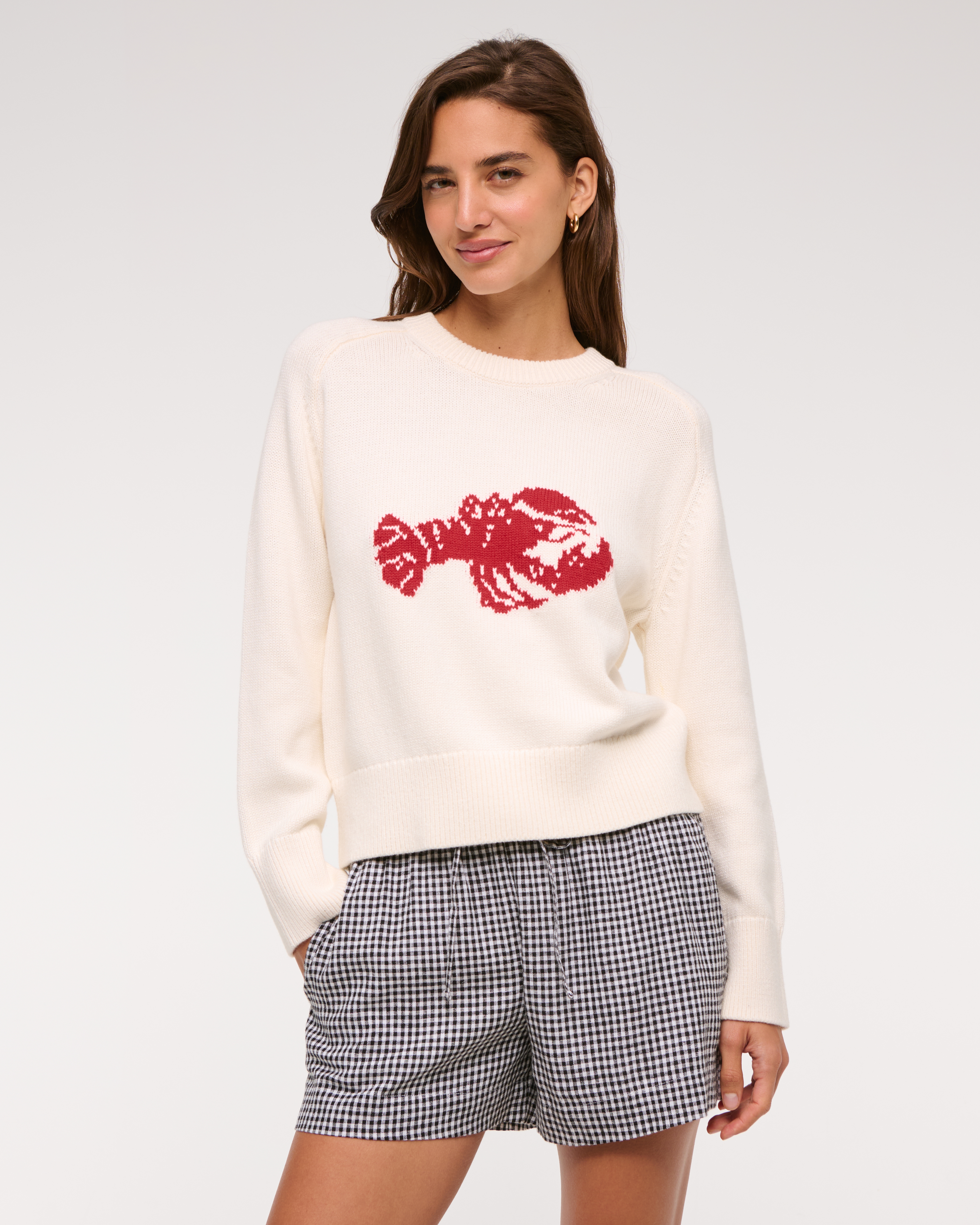 Abercrombie & Fitch The A&f Madeline Lobster Crew Sweater In White