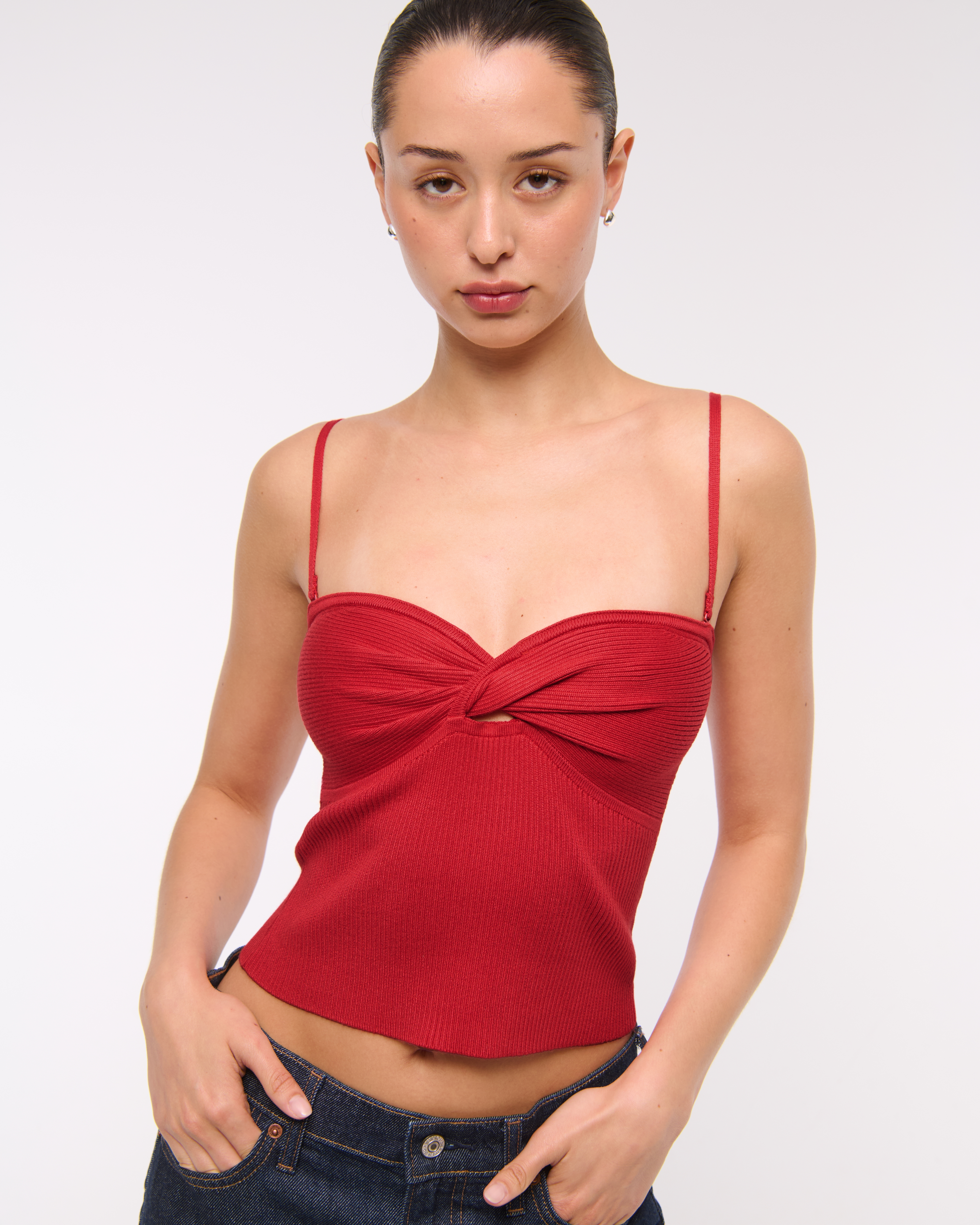 Abercrombie & Fitch Twist Sweater Tube Top In Red