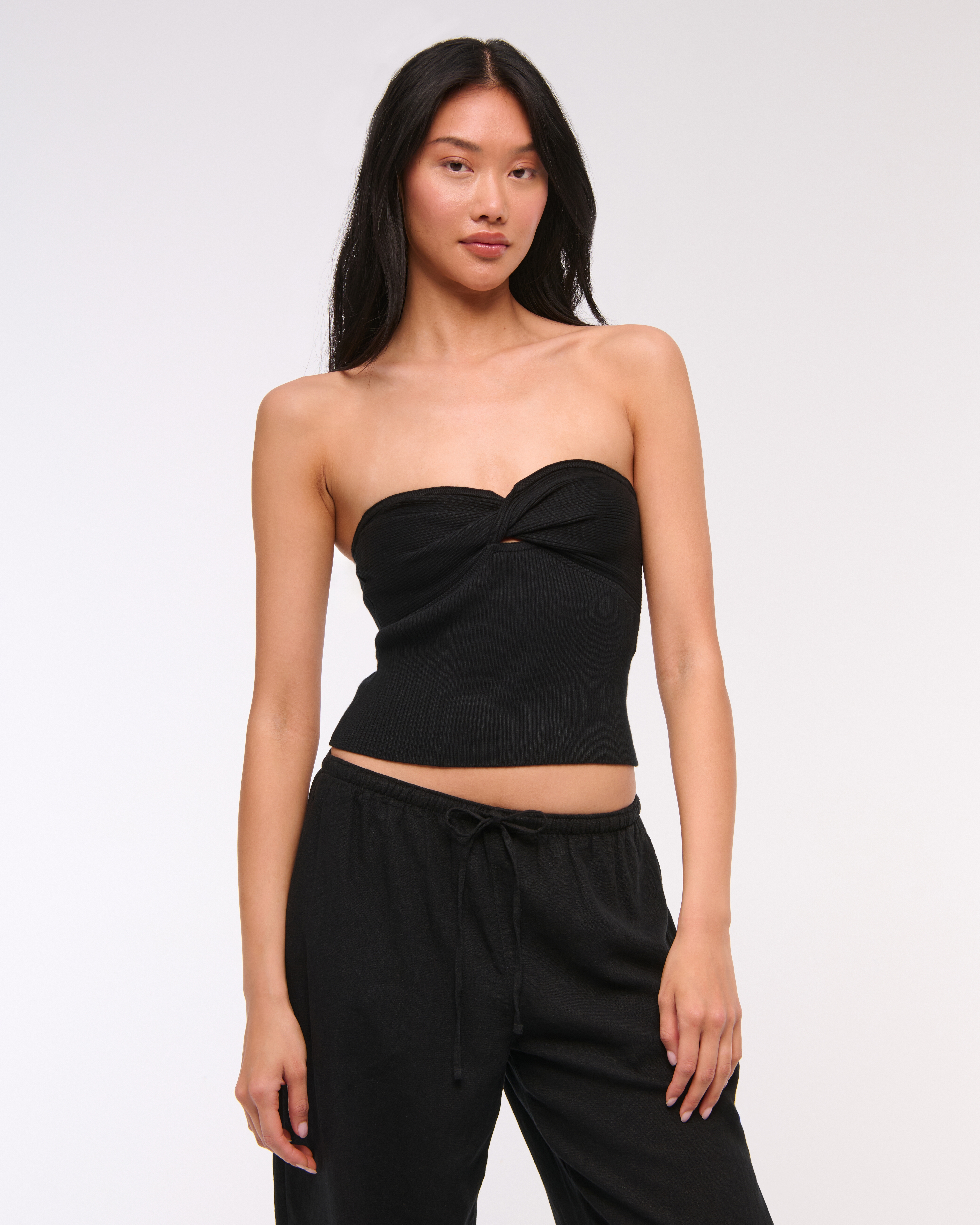 Abercrombie & Fitch Twist Sweater Tube Top In Black