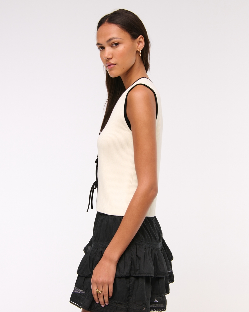 Tie-Front V-Neck Sweater Vest