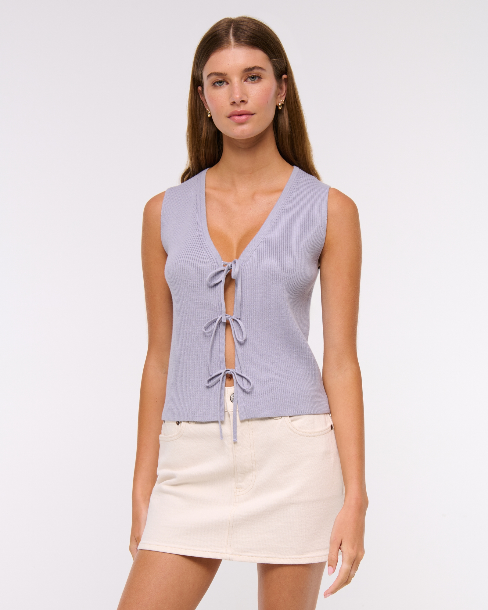 Tie-Front V-Neck Sweater Vest