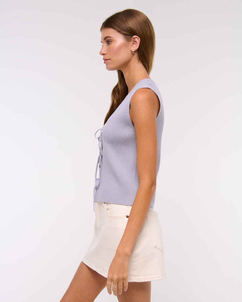 Tie-Front V-Neck Sweater Vest