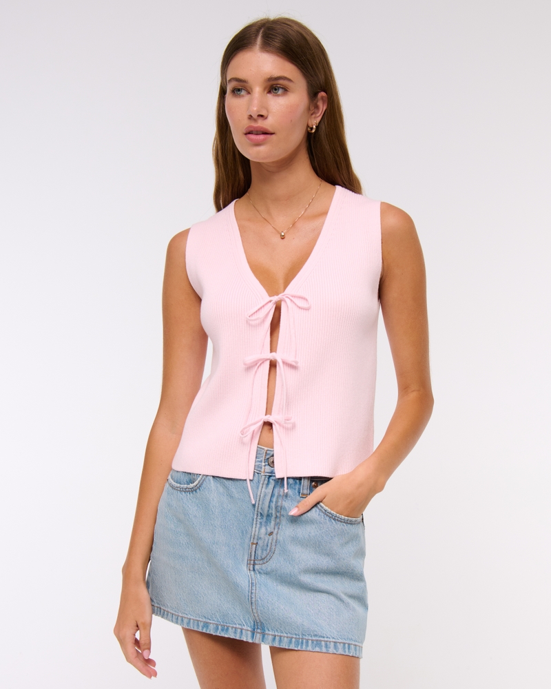 Tie-Front V-Neck Sweater Vest