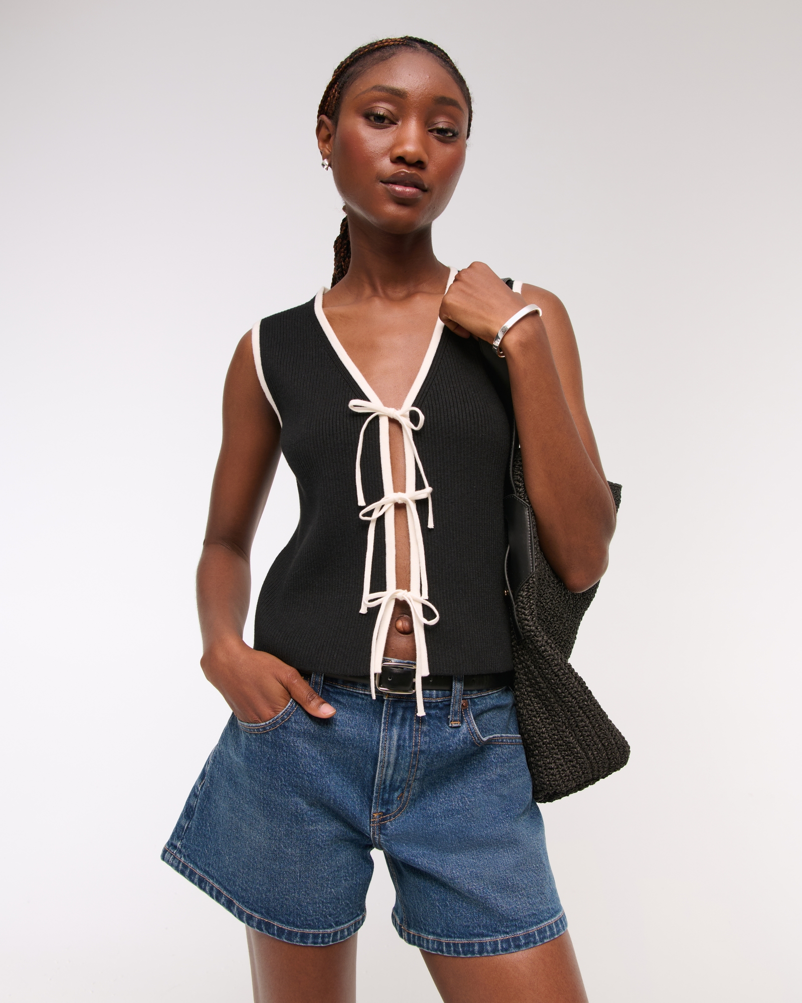 Tie-Front V-Neck Sweater Vest