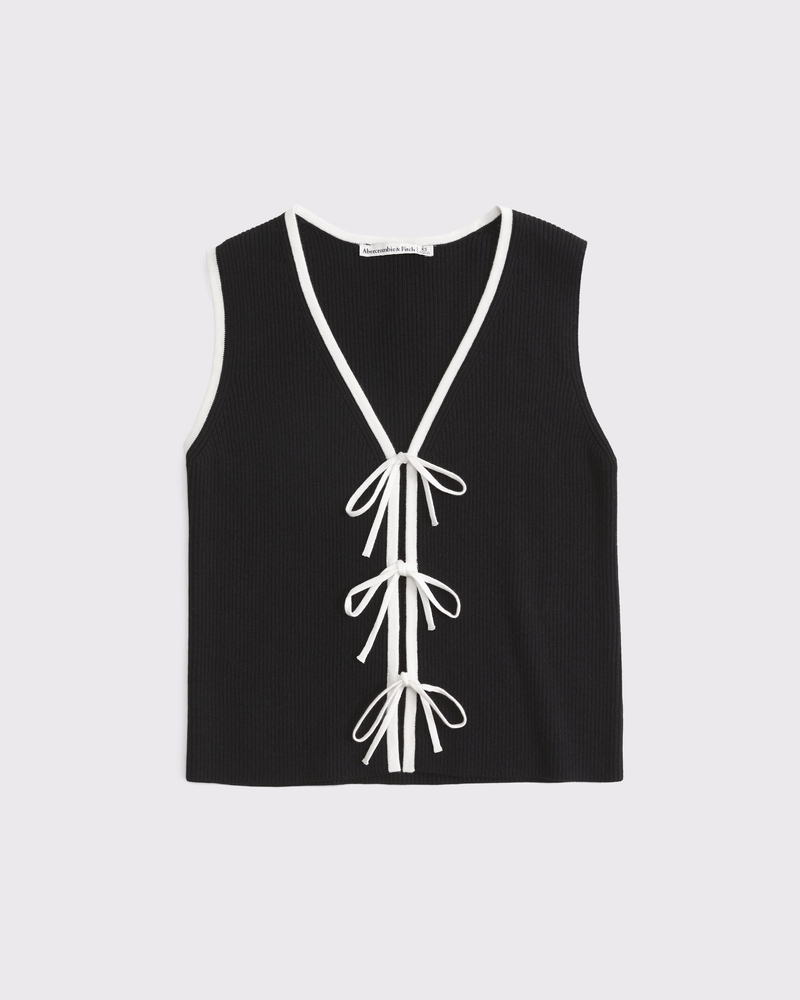 Women's Tie-Front V-Neck Sweater Vest Women's Clearance