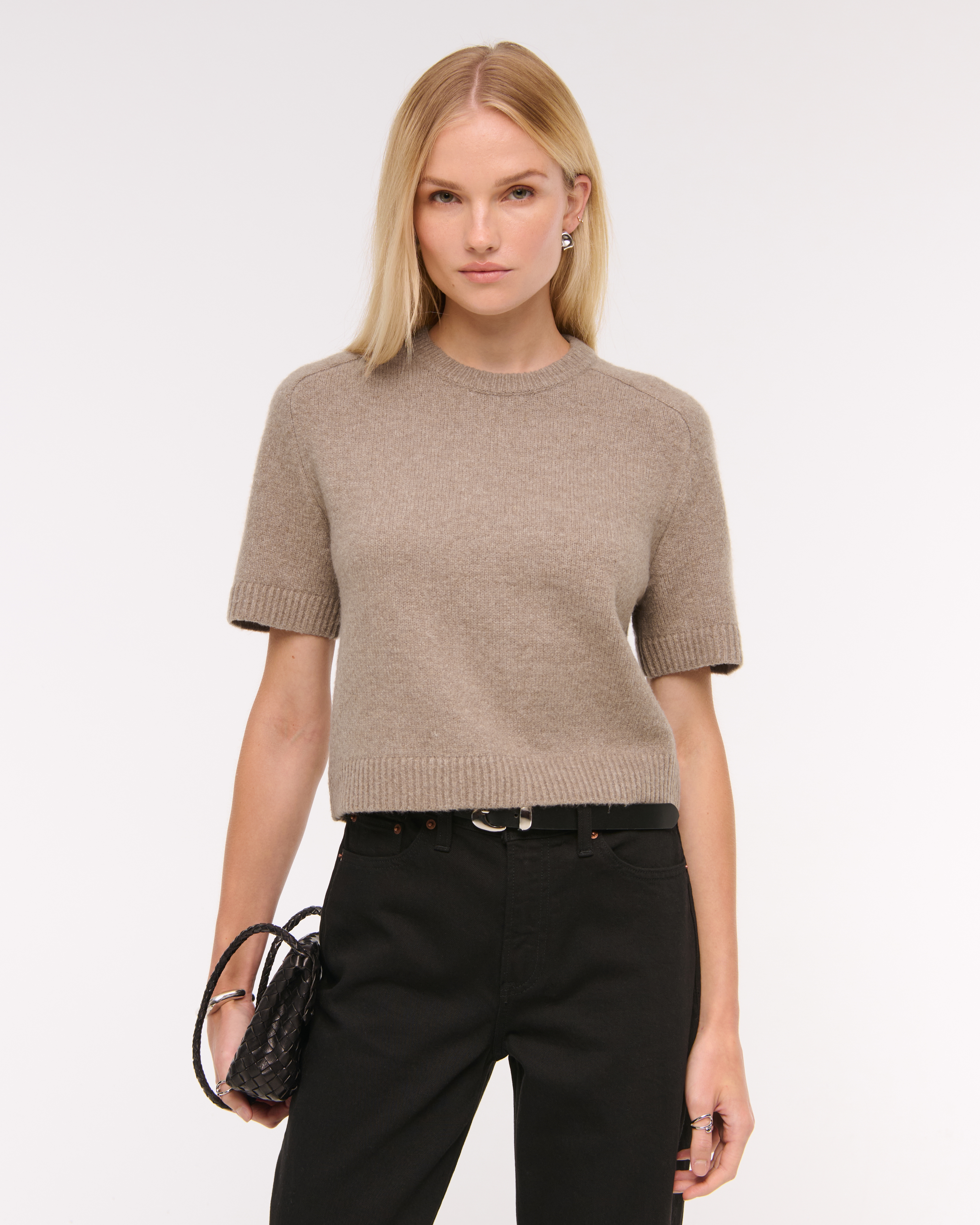 Abercrombie & Fitch The A&f Madeline Crew Sweater Tee In Brown