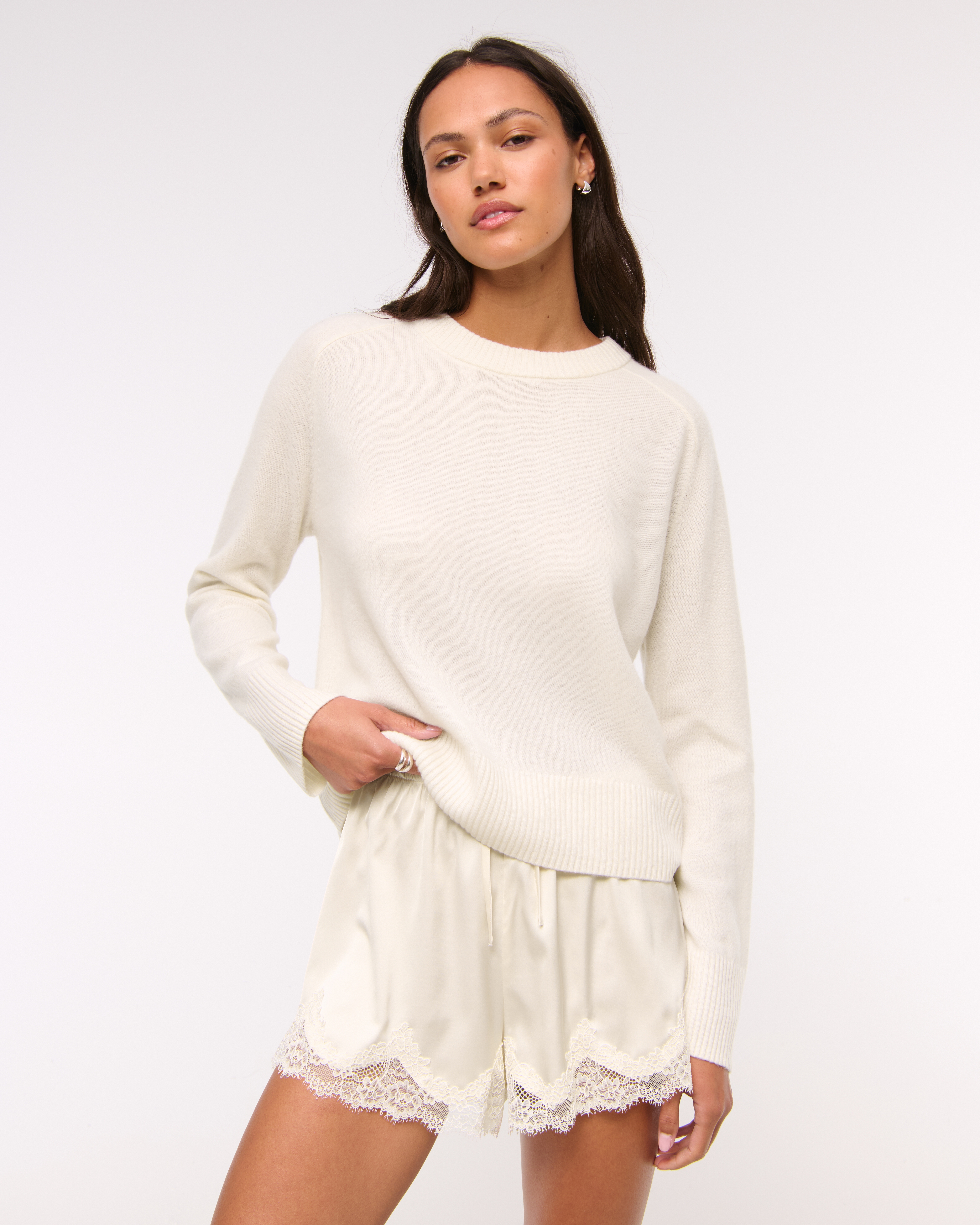 Abercrombie & Fitch The A&f Madeline Cashmere Crew Sweater In White
