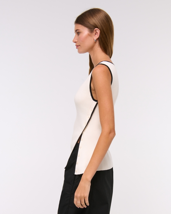 Asymmetrical Button Sweater Tank