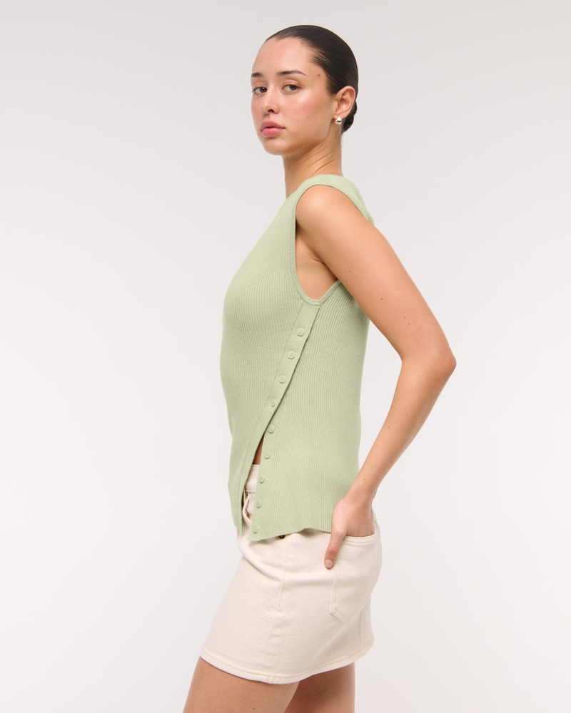 Asymmetrical Button Sweater Tank