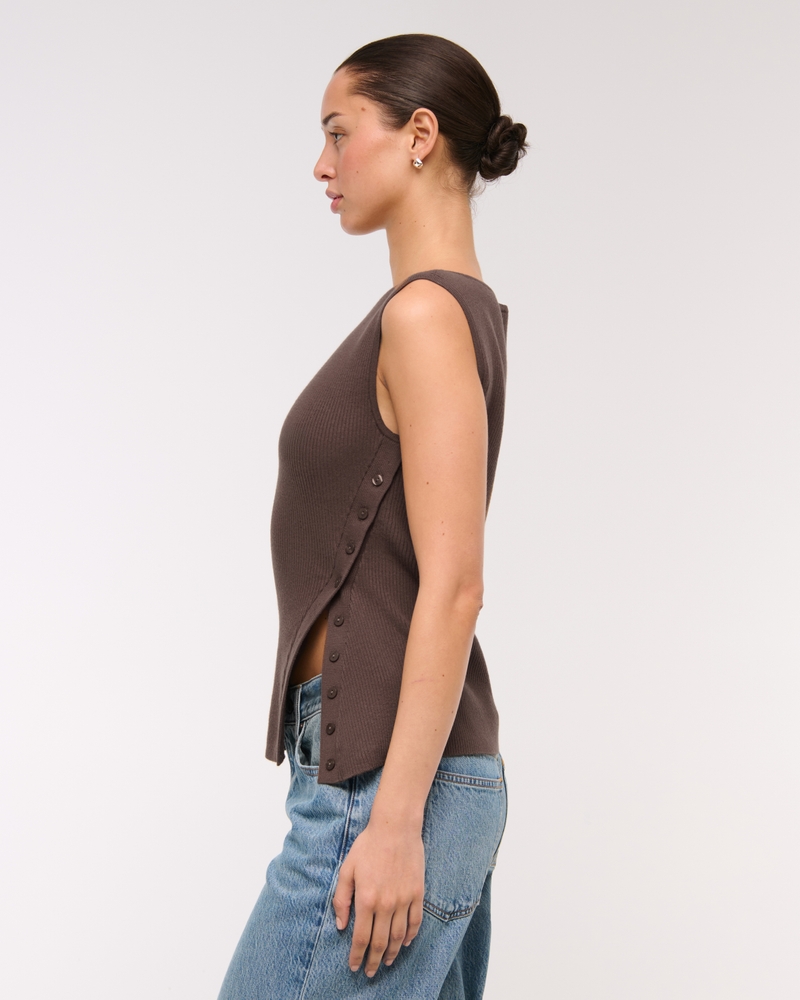 Asymmetrical Button Sweater Tank