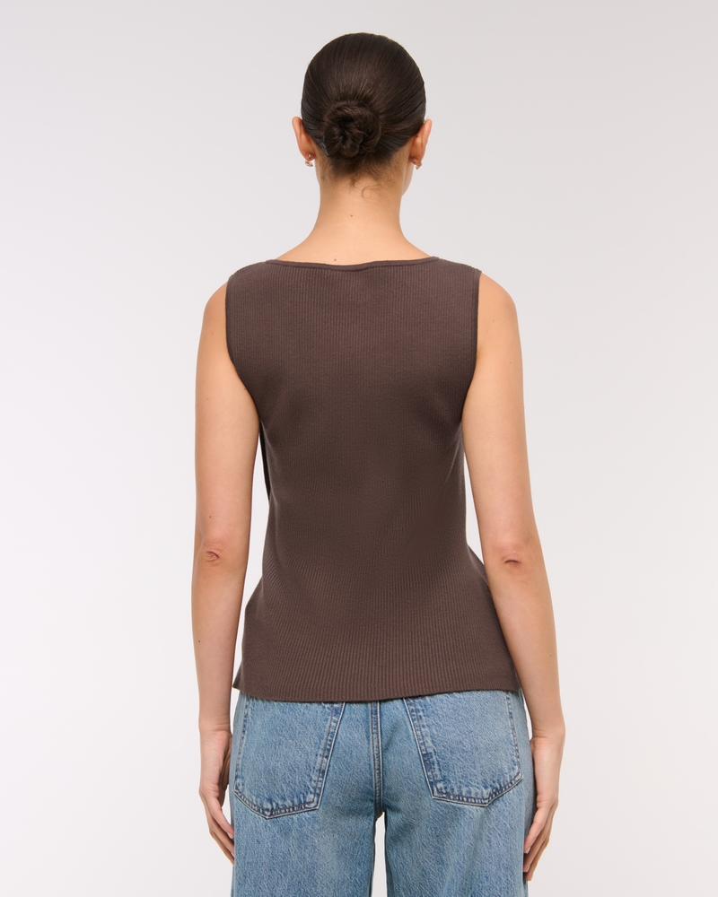Asymmetrical Button Sweater Tank