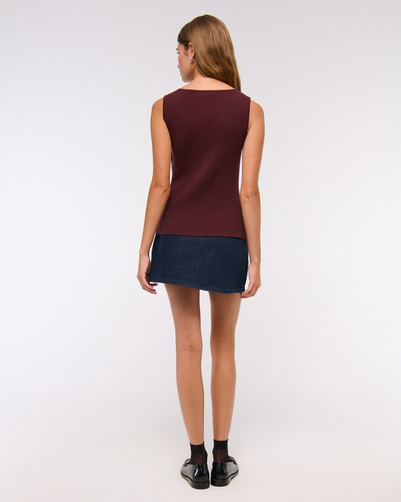 Asymmetrical Button Sweater Tank